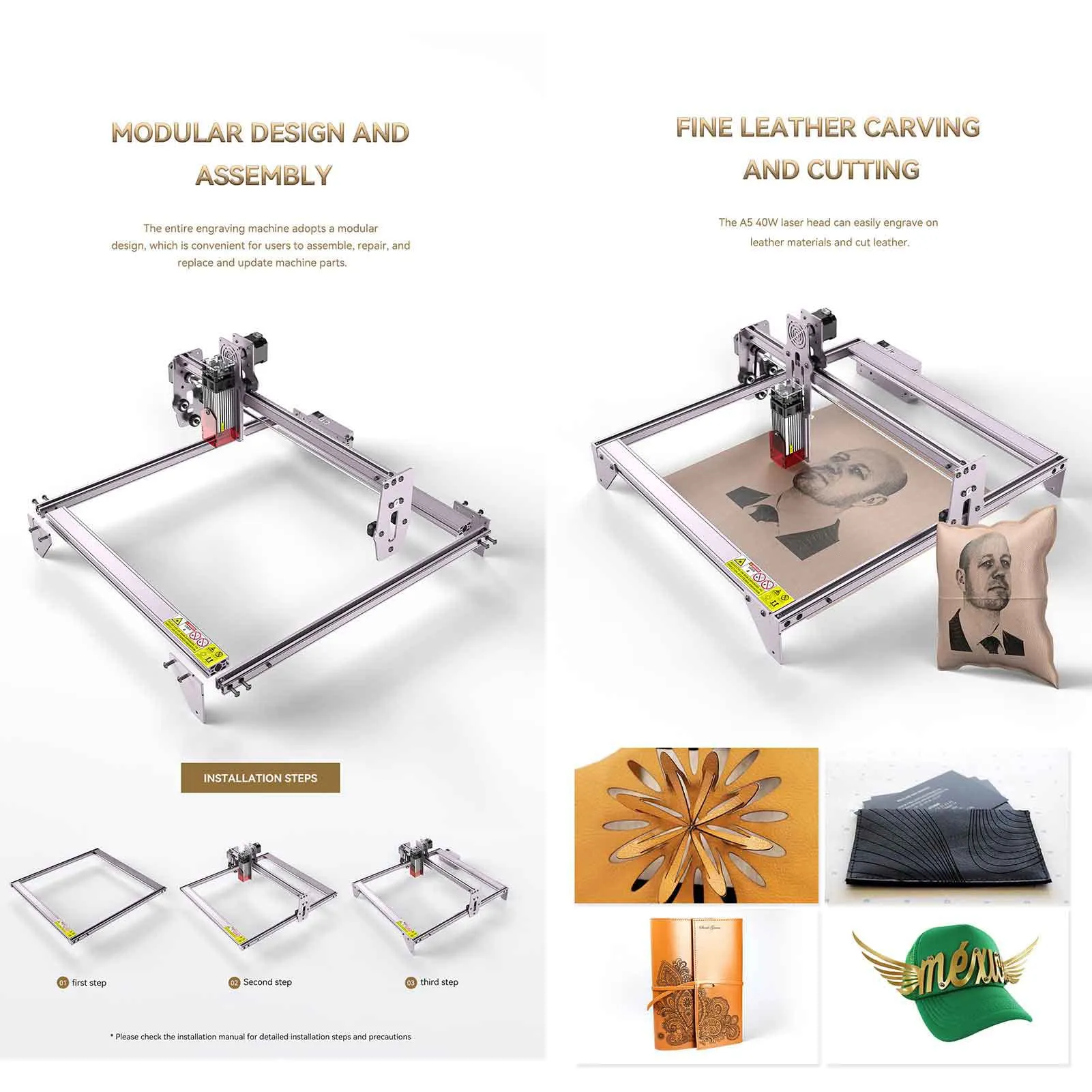 ATOMSTACK A5 Pro Laser Engraving Machine With Air Assist 40W CNC Laser Engraver Cutter 400x400mm Eye Protection
