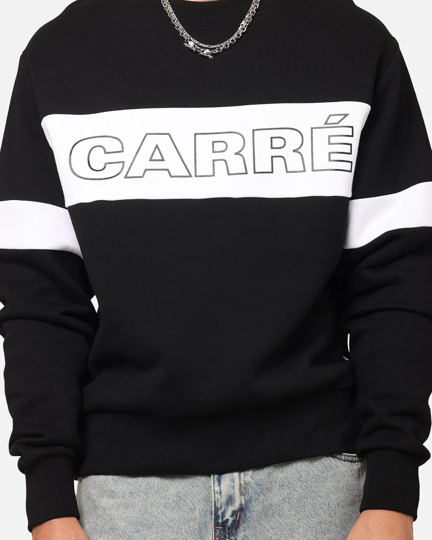 Carre Bars Crewneck Black/White