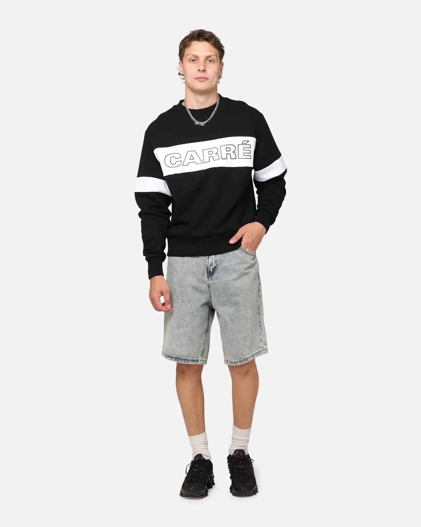 Carre Bars Crewneck Black/White