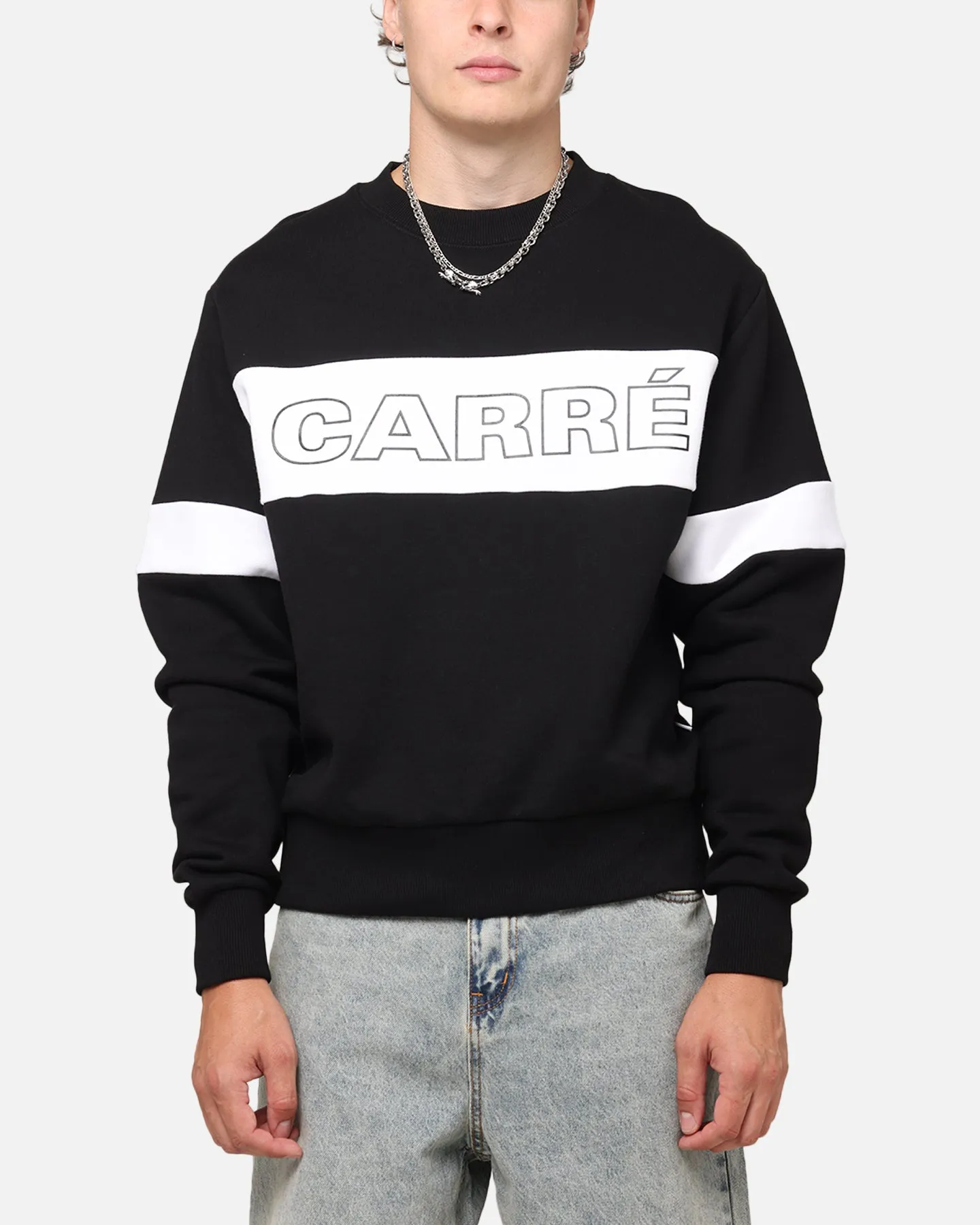 Carre Bars Crewneck Black/White