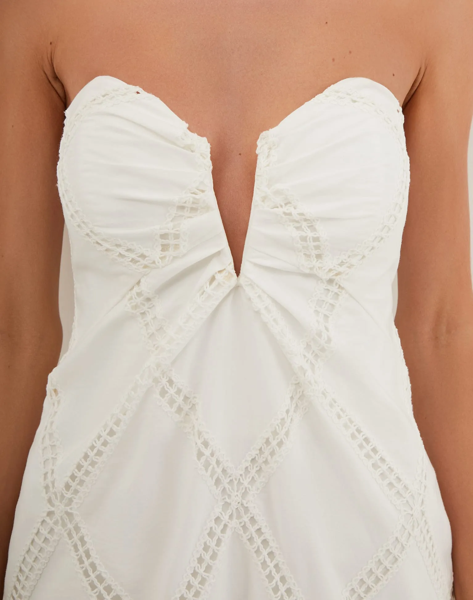 Eyelet Zhen Long Dress - Off White