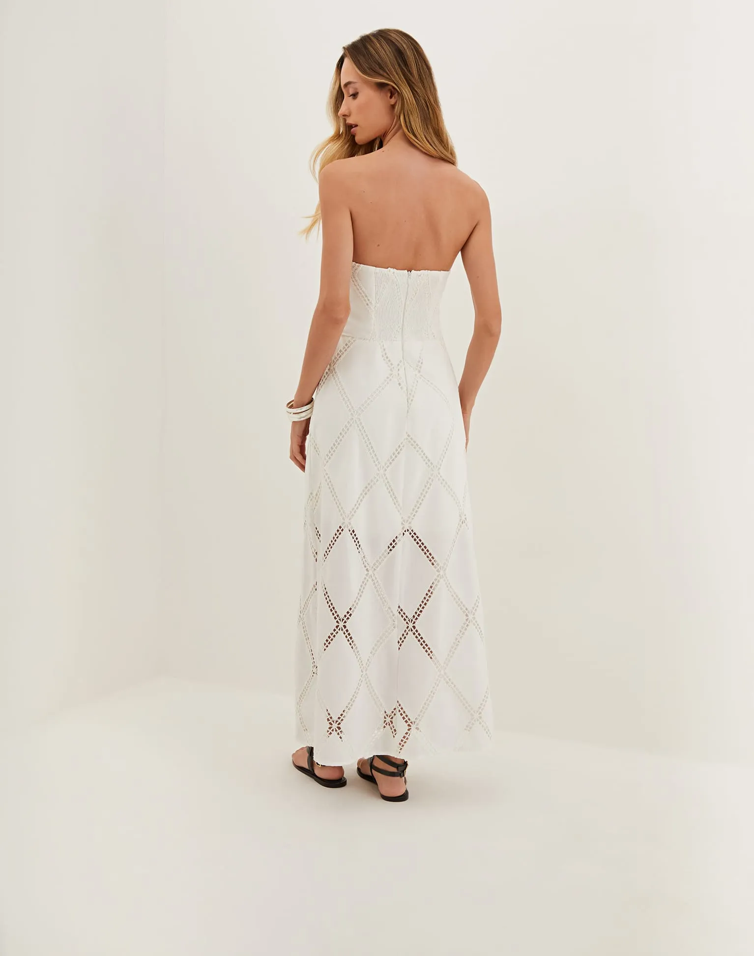 Eyelet Zhen Long Dress - Off White