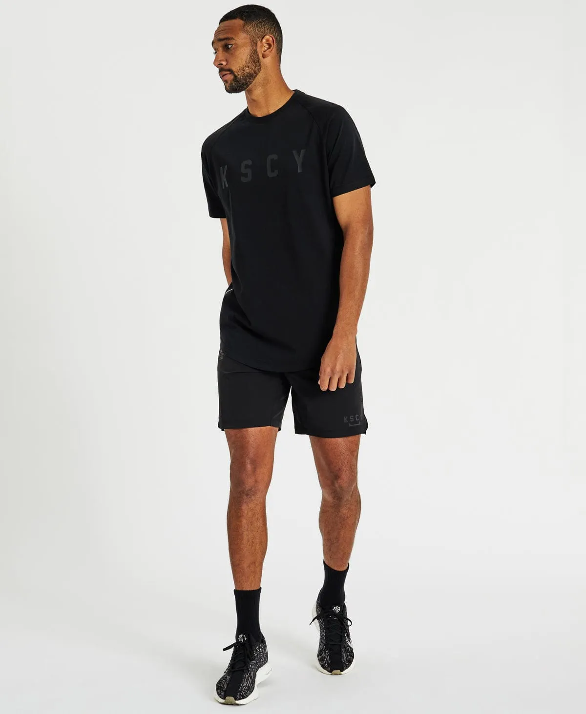 Function Raglan Curved Hem T-Shirt Jet Black
