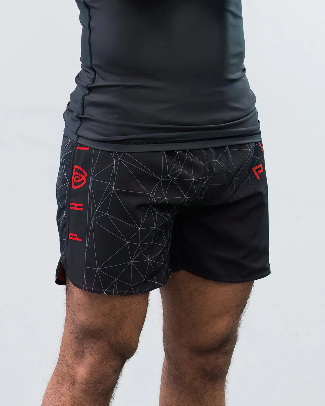 METRIC BLK-RED-WHT HPTX-2 GRAPPLING SHORTS