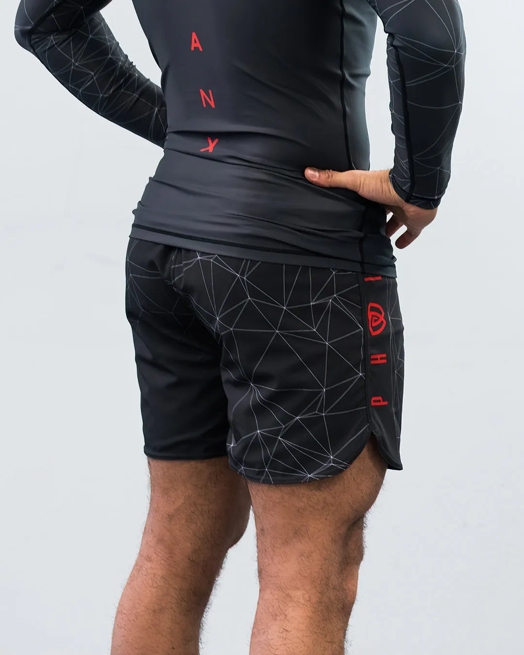 METRIC BLK-RED-WHT HPTX-2 GRAPPLING SHORTS