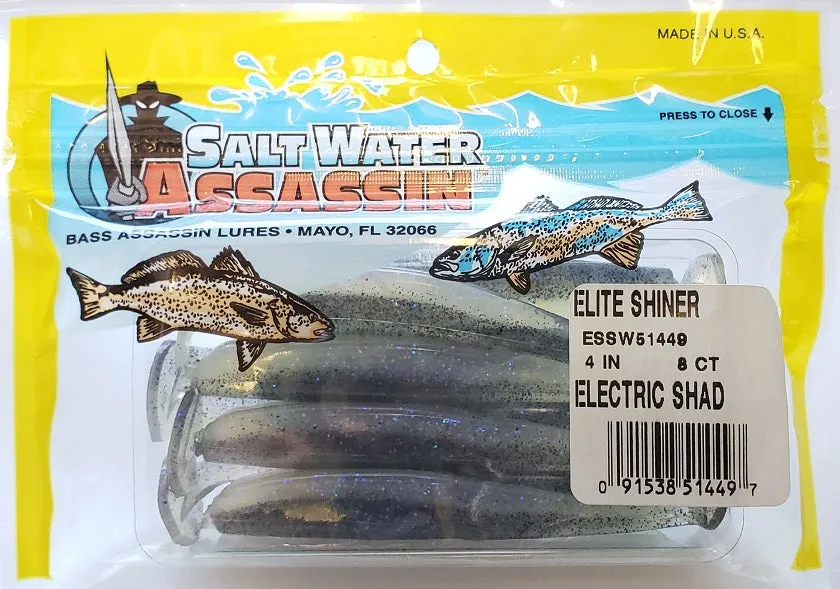 SaltWater Assassin Elite Shiner Electric Shad 4" 8pk