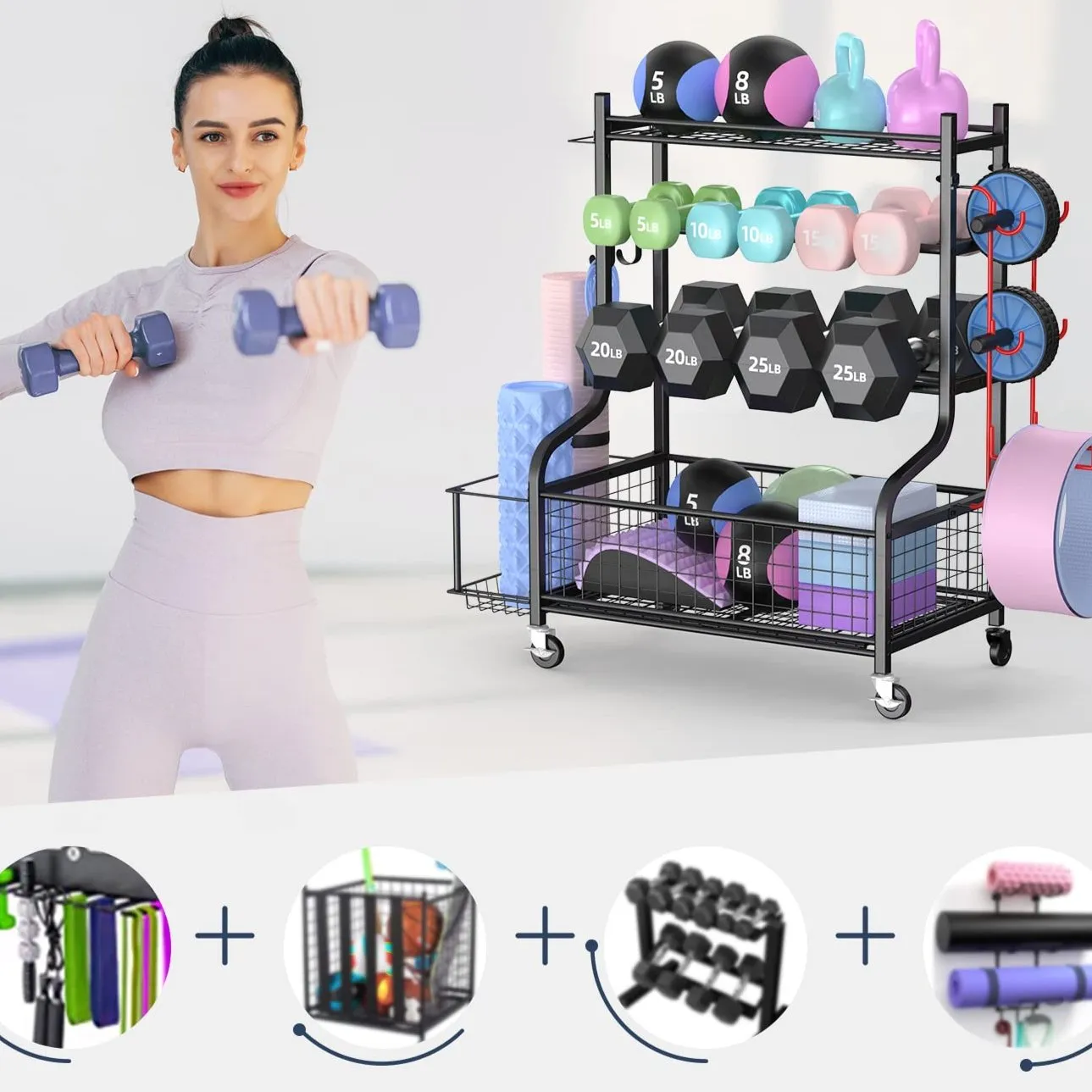 Support d'haltres multifonction pour haltres, tapis de yoga | Fitnessterapy